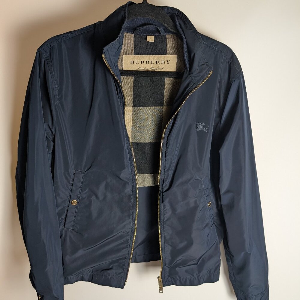 Burberry Navy Blue Men's Lightweight Harrington Jacket